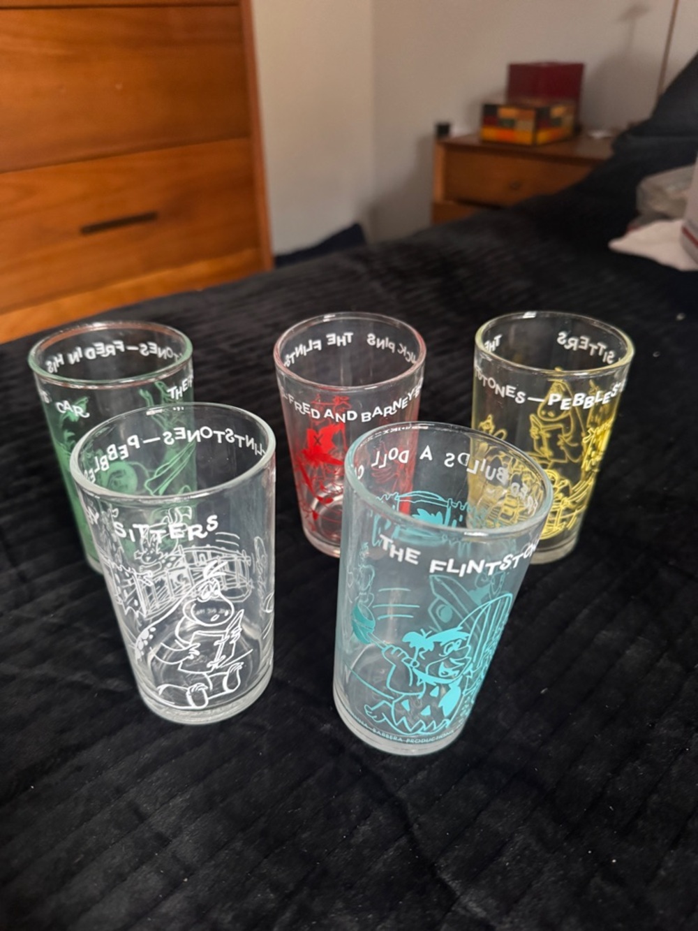 The Flintstones Colored Cartoon Glass Tumbler Set - 5pc